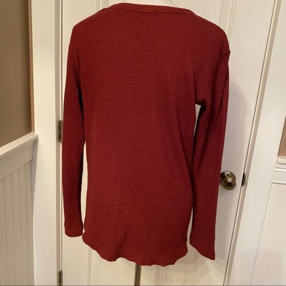 WILT TOP DARK RED WAFFLE V-NECK LONG SLEEVE HIGH LOW HEM SIZE M - Picture 10 of 12